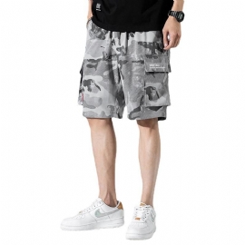 Camouflage Casual Cargo Shorts Menn Løs Straight Beach