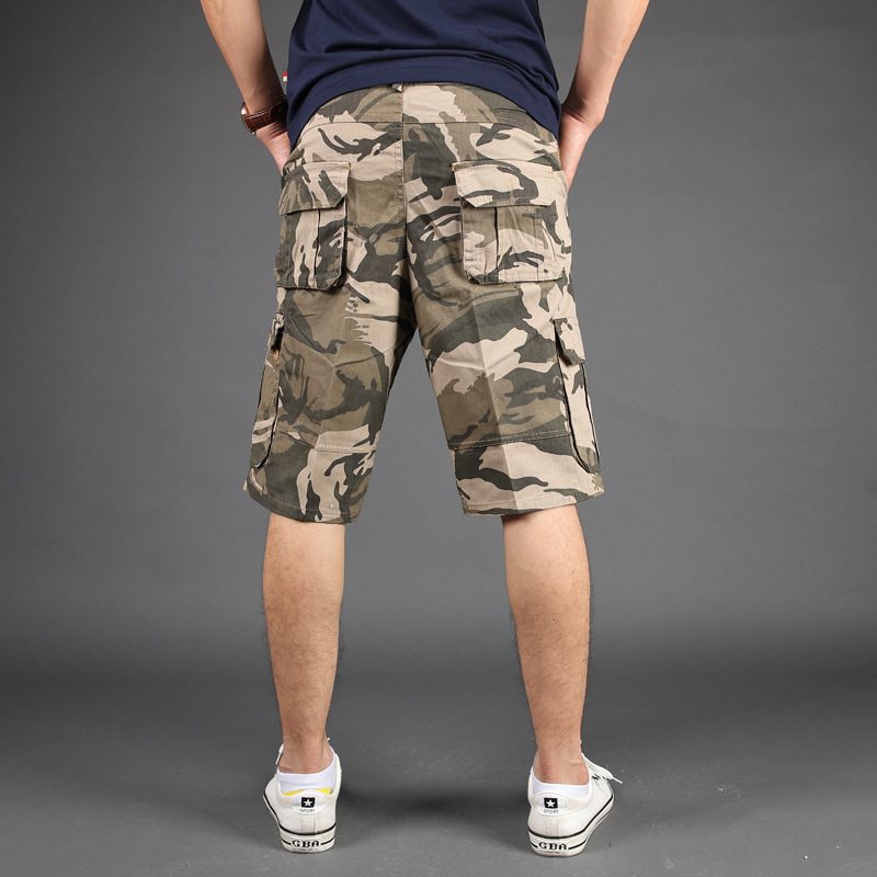 Camouflage Shorts Menn Multi-pocket Tooling Fem Poeng