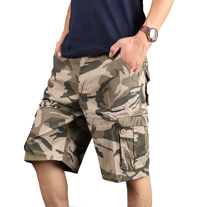 Camouflage Shorts Menn Multi-pocket Tooling Fem Poeng