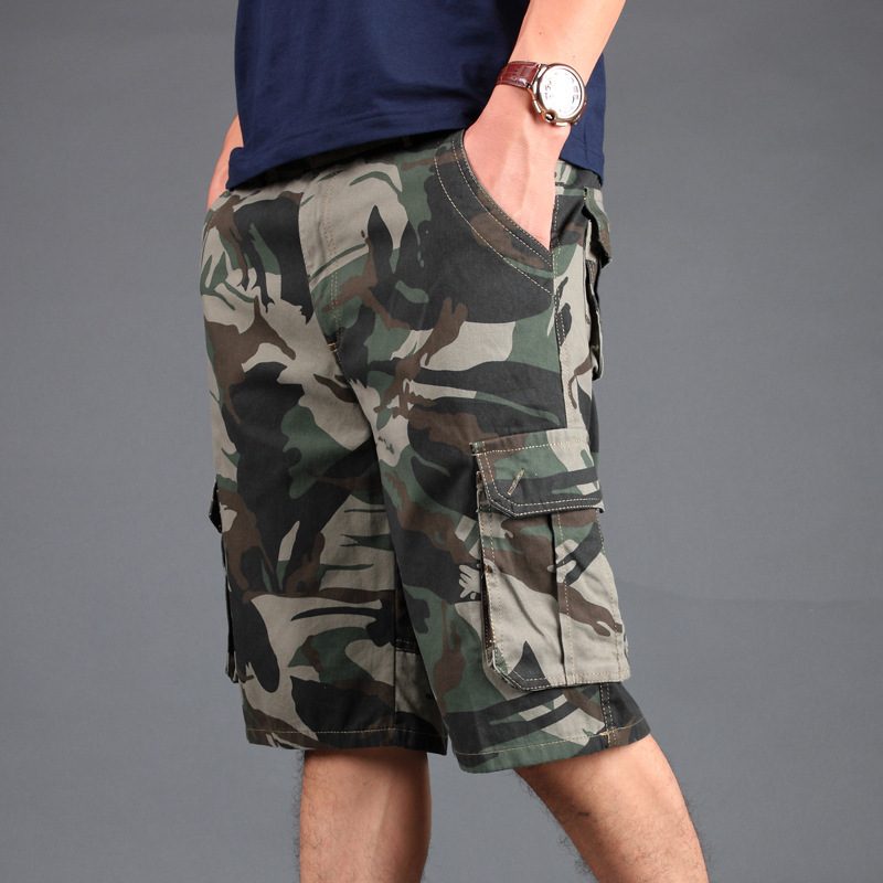 Camouflage Shorts Menn Multi-pocket Tooling Fem Poeng