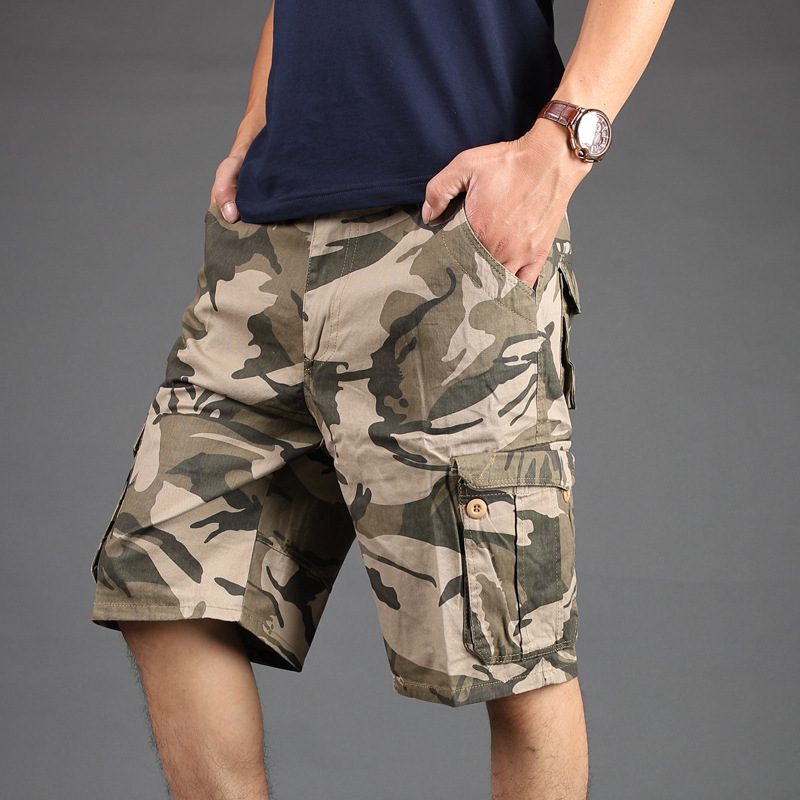 Camouflage Shorts Menn Multi-pocket Tooling Fem Poeng