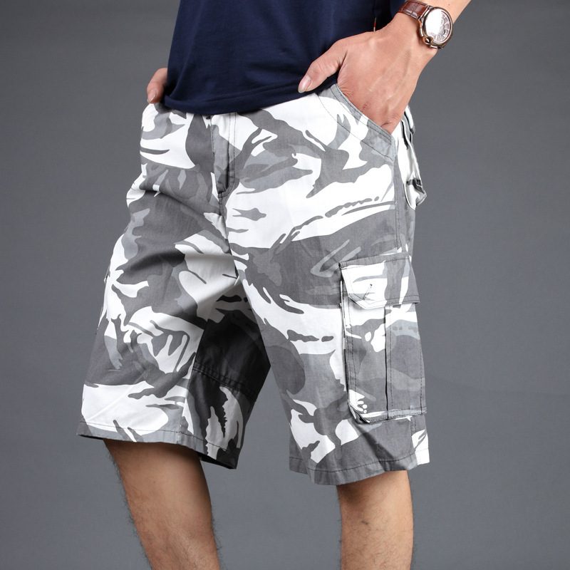 Camouflage Shorts Menn Multi-pocket Tooling Fem Poeng