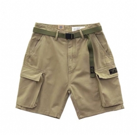 Cargo-shorts For Menn Retro Løs Casual Fem Poeng Ren Bomull Store Lommer