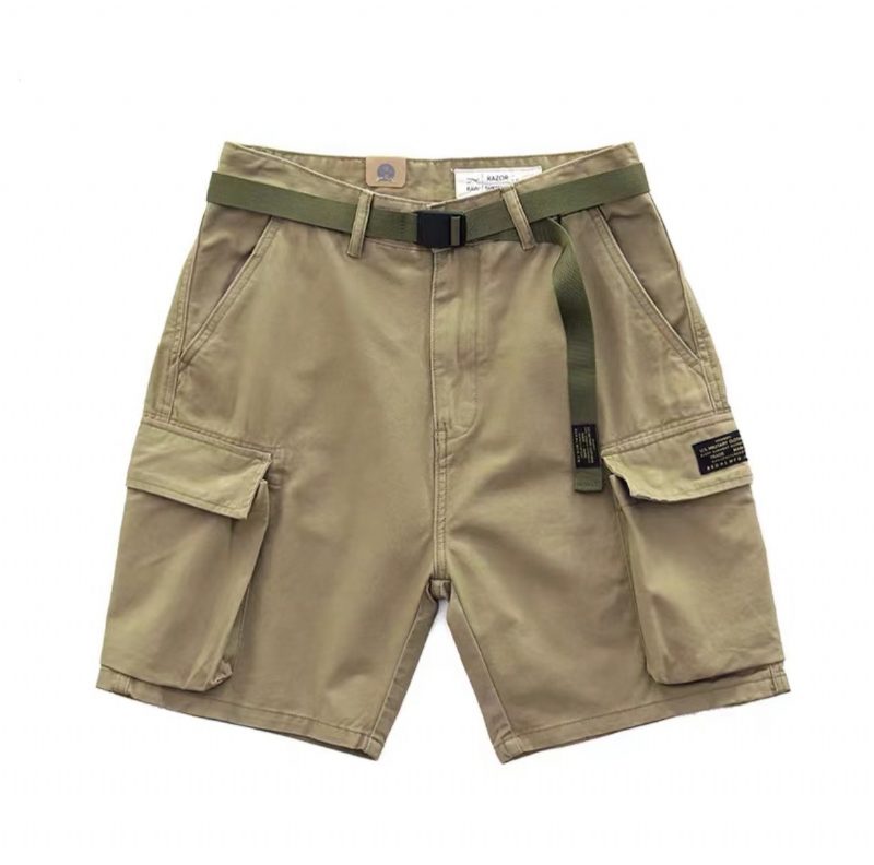 Cargo-shorts For Menn Retro Løs Casual Fem Poeng Ren Bomull Store Lommer