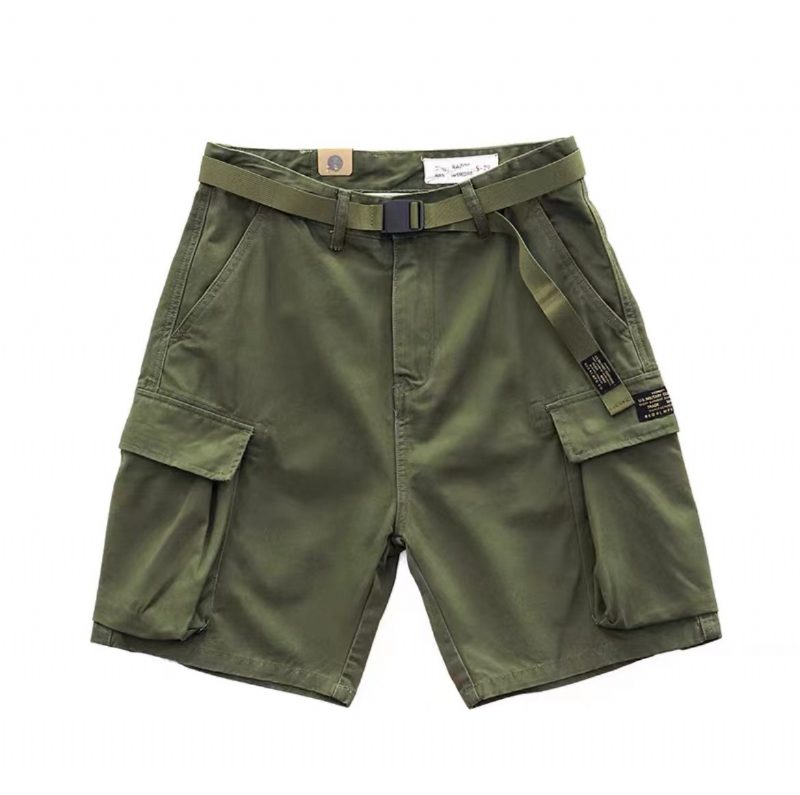 Cargo-shorts For Menn Retro Løs Casual Fem Poeng Ren Bomull Store Lommer