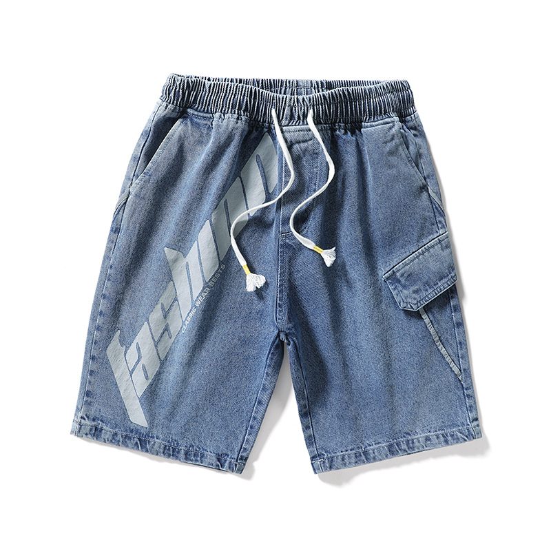 Denim Fritidsshorts For Menn Med Løs Passform