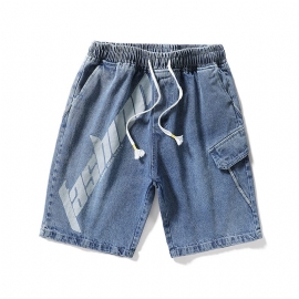 Denim Fritidsshorts For Menn Med Løs Passform