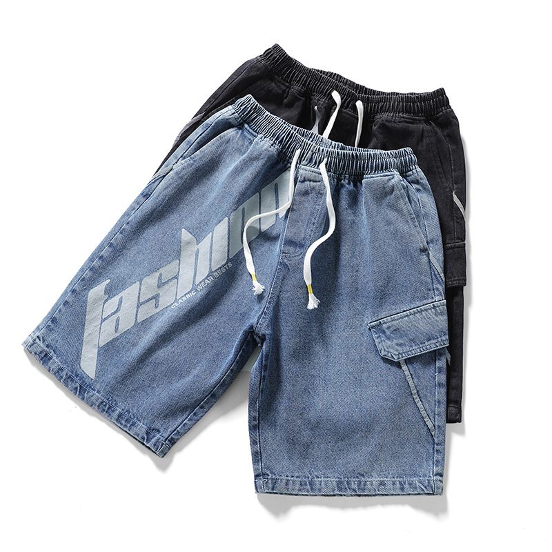 Denim Fritidsshorts For Menn Med Løs Passform