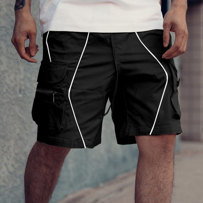 Ensfarget Shorts Trend Menn Sport Casual Fem Poeng