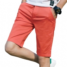 Fritidsshorts For Menn Fempunkts Slim Fit Hvit