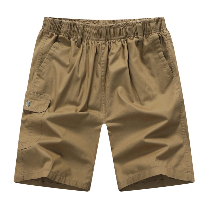 Herre Cargo Shorts Sommer Løs Bomull Fem Poeng