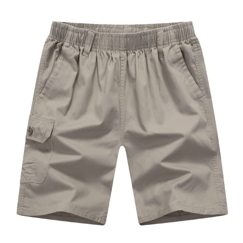 Herre Cargo Shorts Sommer Løs Bomull Fem Poeng