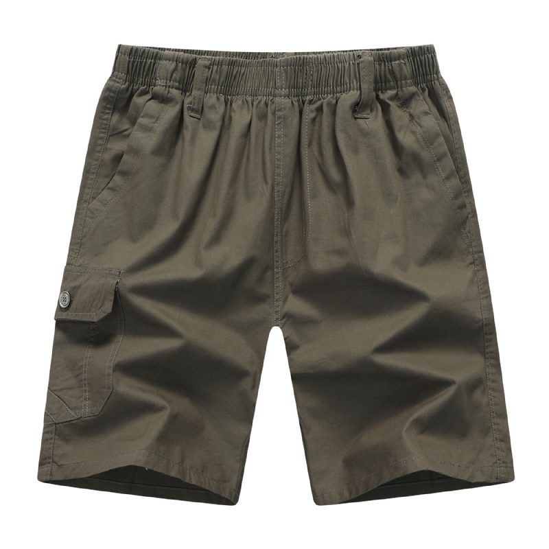 Herre Cargo Shorts Sommer Løs Bomull Fem Poeng