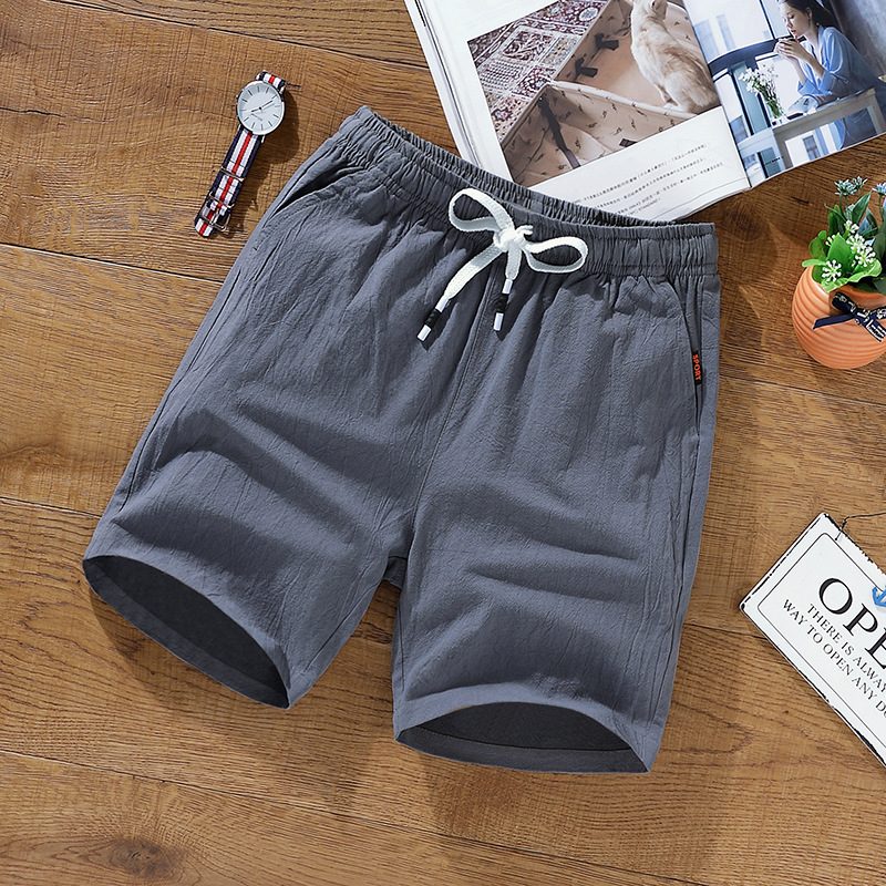 Herreshorts Casual Løst Trendy Bomull Lin Five Points Strand