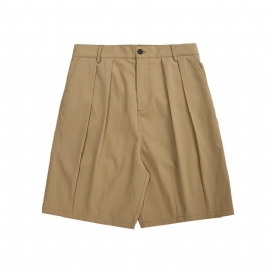 Menn Khaki Grønn Summer Twill Cloth Lantern Cargo Solid Color Shorts