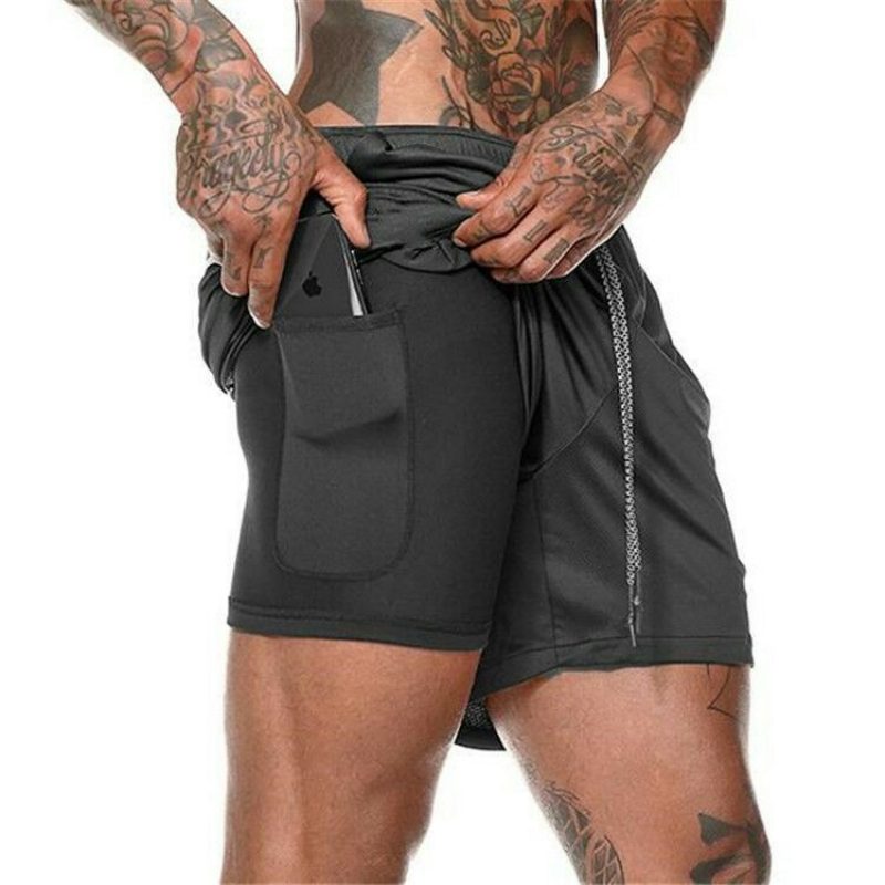 Menns Uformelle Doble Shorts Utendørs Fitness Pustende Ensfarget Sport