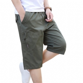 Men's Beach Cropped Shorts Sommer Uformell Loose Pocket Glidelås