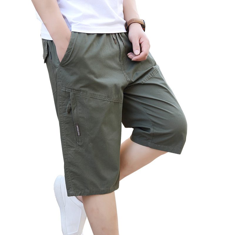 Men's Beach Cropped Shorts Sommer Uformell Loose Pocket Glidelås