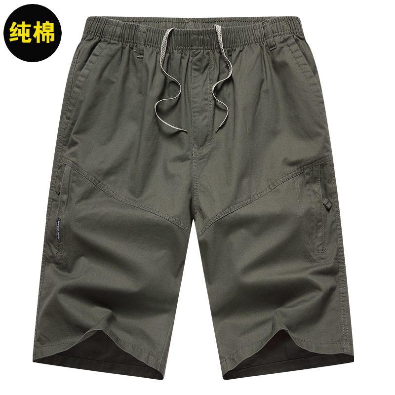 Men's Beach Cropped Shorts Sommer Uformell Loose Pocket Glidelås