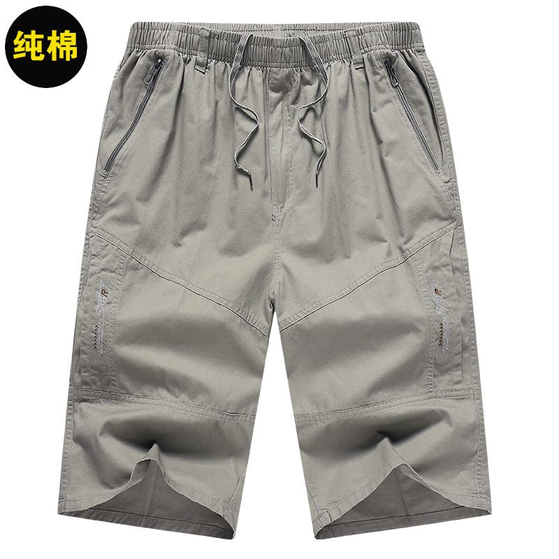 Men's Beach Cropped Shorts Sommer Uformell Loose Pocket Glidelås