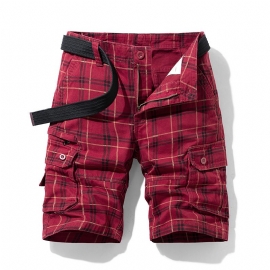 Nye Sommershorts For Menn I Bomull Til Fritidsaktiviteter Med Fempunkts Rutete Slim Fit