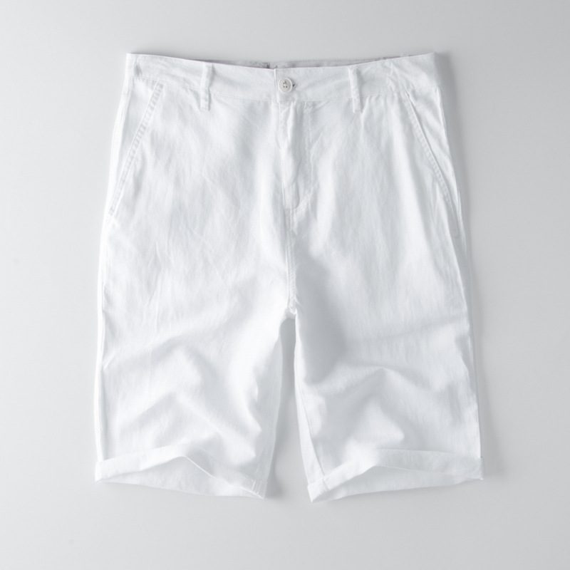 Shorts For Menn Bomull Lin Rett Ensfarget Uformelt Lin Fem Points