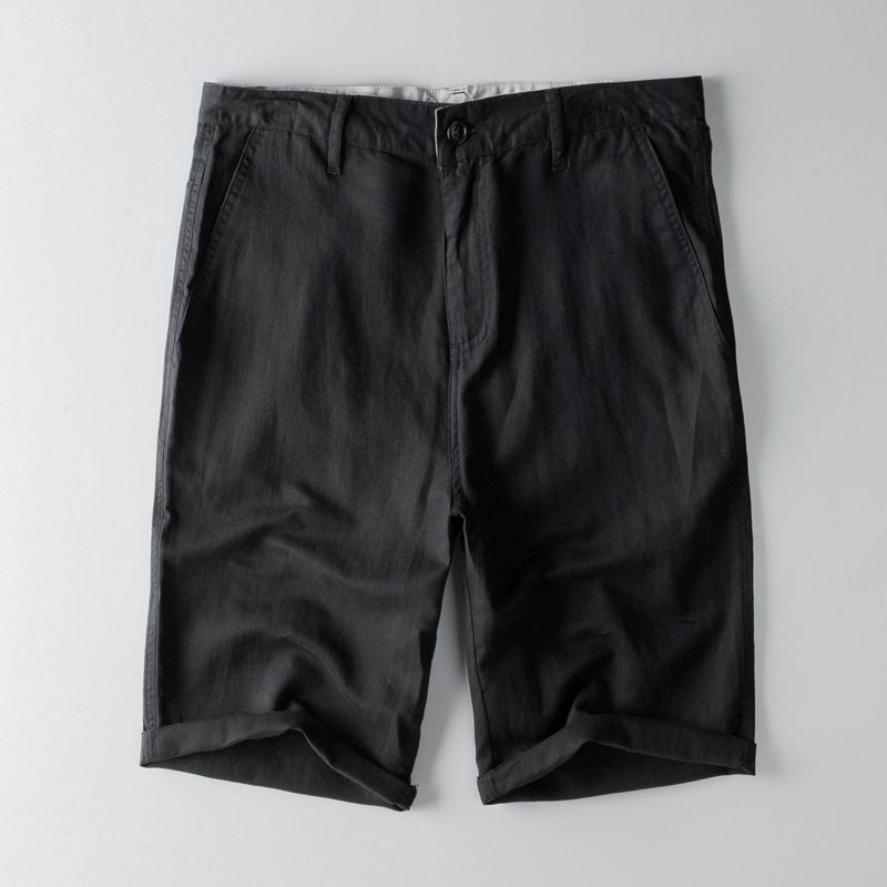 Shorts For Menn Bomull Lin Rett Ensfarget Uformelt Lin Fem Points