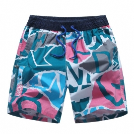 Sommer Cotton Beach Menns Løse Uformelle Shorts Fem Punkts Utskrift