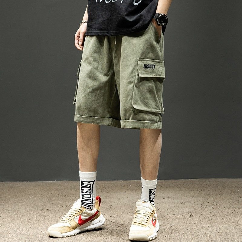 Tooling Shorts Menn Sommer Trend Løs Casual Khaki Straight