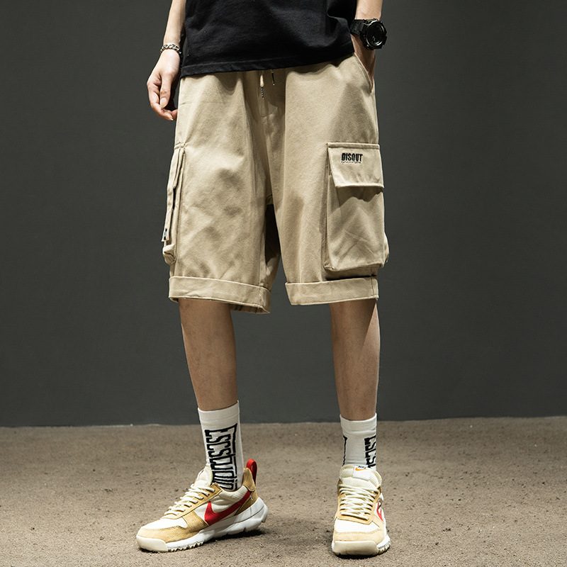 Tooling Shorts Menn Sommer Trend Løs Casual Khaki Straight