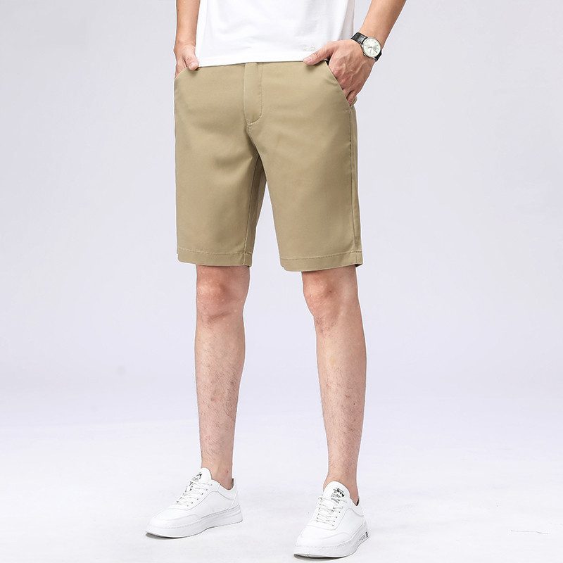 Tynn Shorts Herre Rett Løs Casual Trendy Khaki Fem Poeng