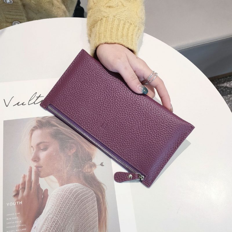 2024 Ny Dame Lommebok Kort Veske Clutch Skinn Stor Kapasitet