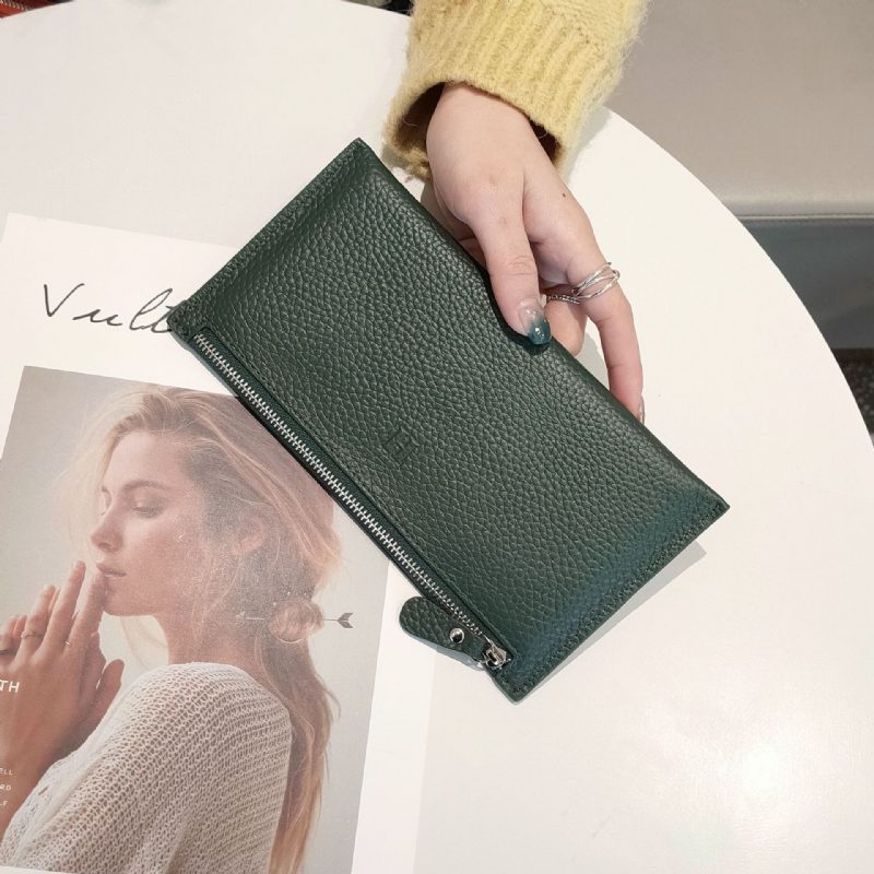 2024 Ny Dame Lommebok Kort Veske Clutch Skinn Stor Kapasitet