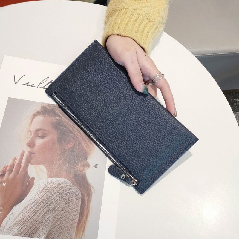 2024 Ny Dame Lommebok Kort Veske Clutch Skinn Stor Kapasitet