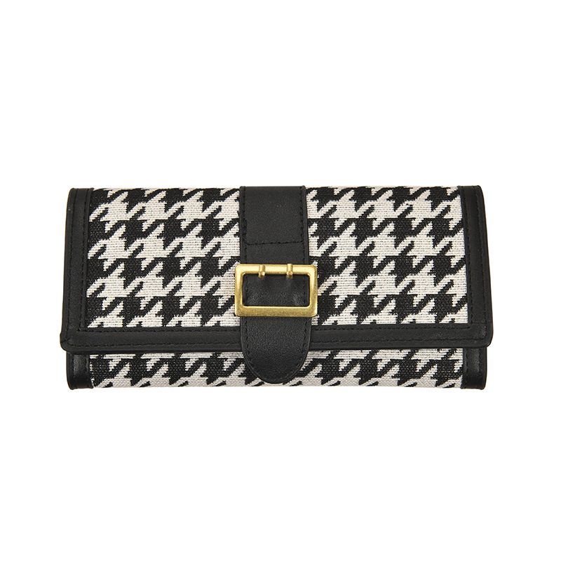 2024 Ny Lommebok Med Stor Kapasitet Myntpung Lang Bærbar Dame Liten Houndstooth Clutch