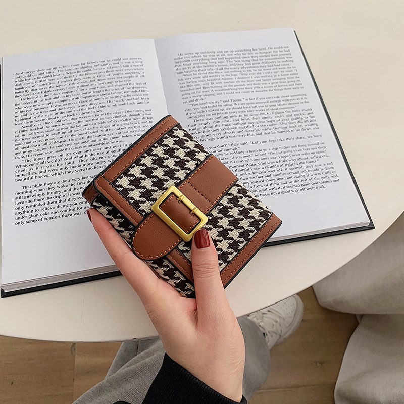 2024 Ny Lommebok Med Stor Kapasitet Myntpung Lang Bærbar Dame Liten Houndstooth Clutch