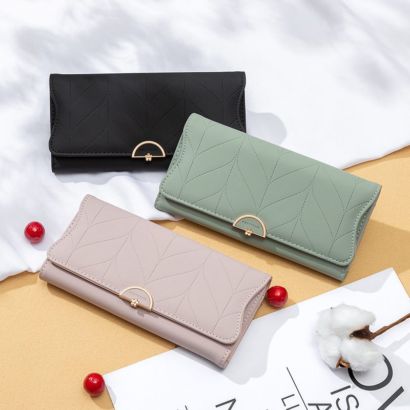 Ny Dame Lang Lommebok Motespenne Pu Clutch Lommebokveske