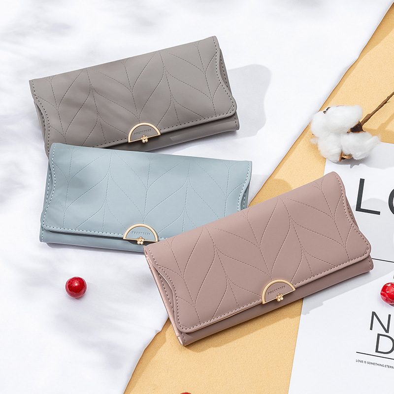 Ny Dame Lang Lommebok Motespenne Pu Clutch Lommebokveske