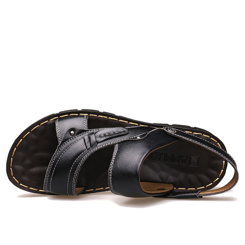 2024 Sommer Nye Skinnsandaler Menn Casual Strandsko Sklisikre Slip-on Sandaler Tøfler