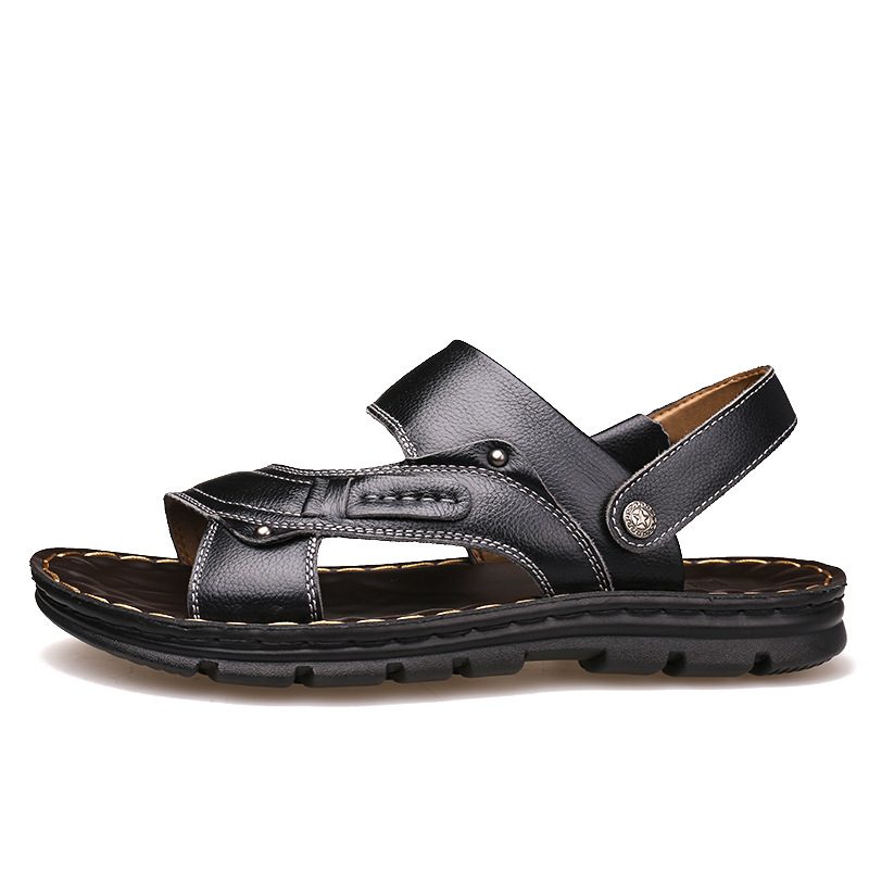 2024 Sommer Nye Skinnsandaler Menn Casual Strandsko Sklisikre Slip-on Sandaler Tøfler