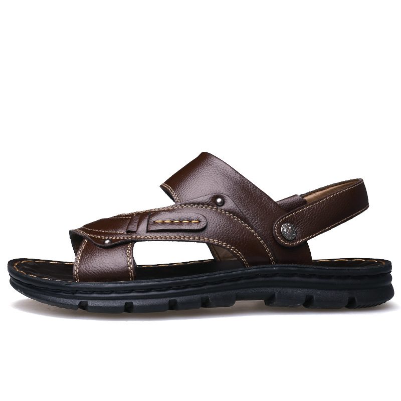 2024 Sommer Nye Skinnsandaler Menn Casual Strandsko Sklisikre Slip-on Sandaler Tøfler