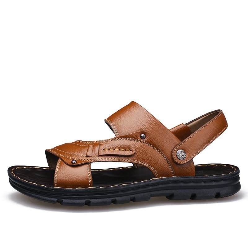 2024 Sommer Nye Skinnsandaler Menn Casual Strandsko Sklisikre Slip-on Sandaler Tøfler