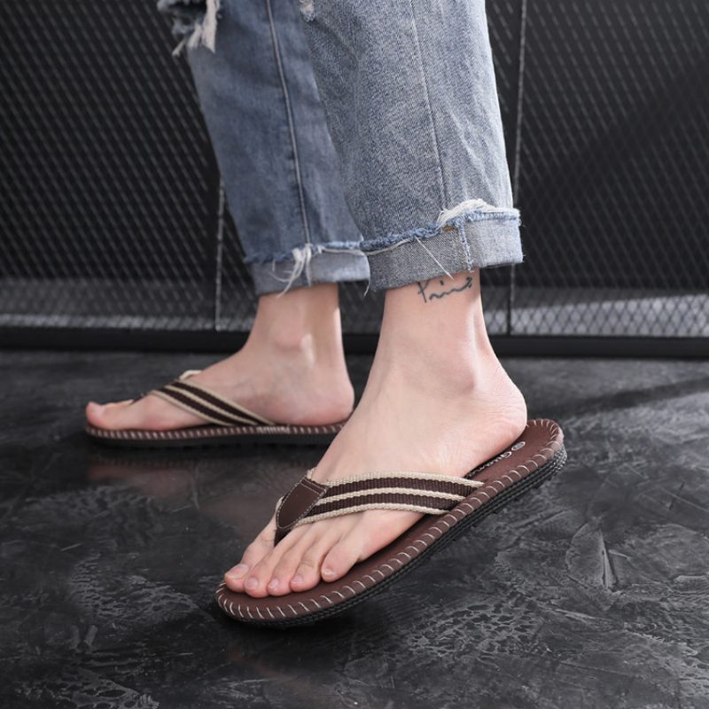 2024 Nye Sandaler Tøfler Sko Herre Sommer Sklisikre Mote Flipflops Strandsko Trend Menn