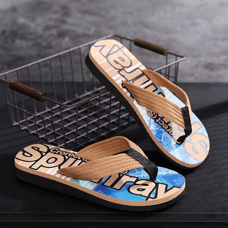 2024 Sommernye Menn Uformelt Mote Sandaler Tøfler Sko Strandtrend Bokstaver Flip-flops