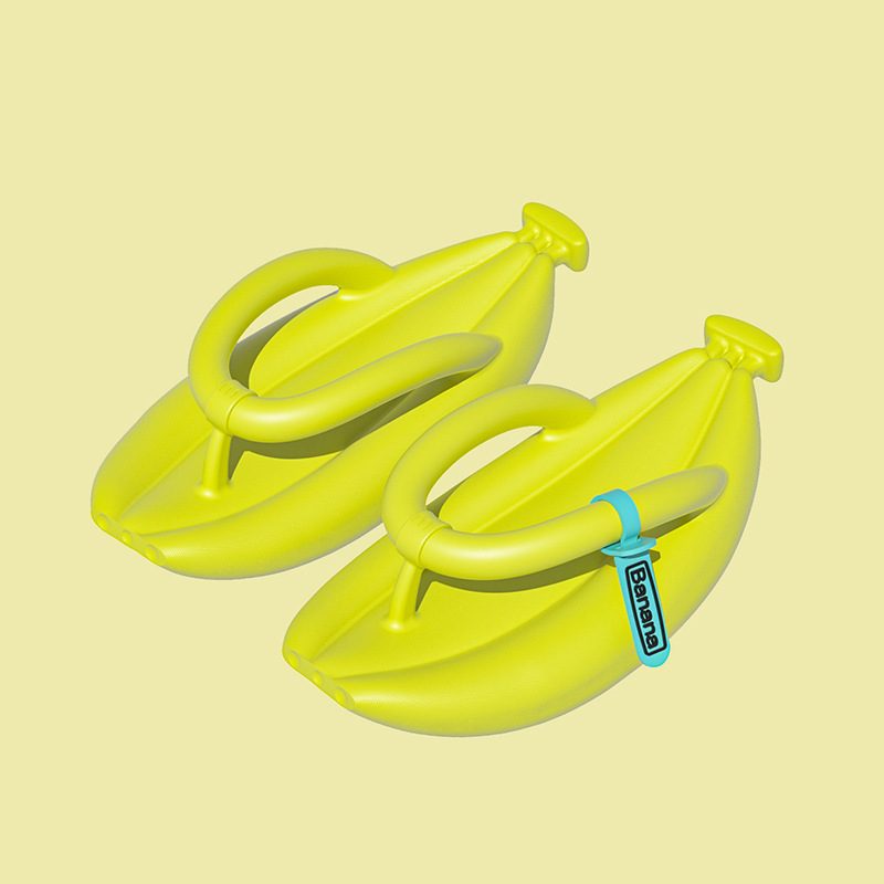 Banan Flipflops Med Tykke Såler Motetrend Par Strandsandaler Tøfler Dame Sommer