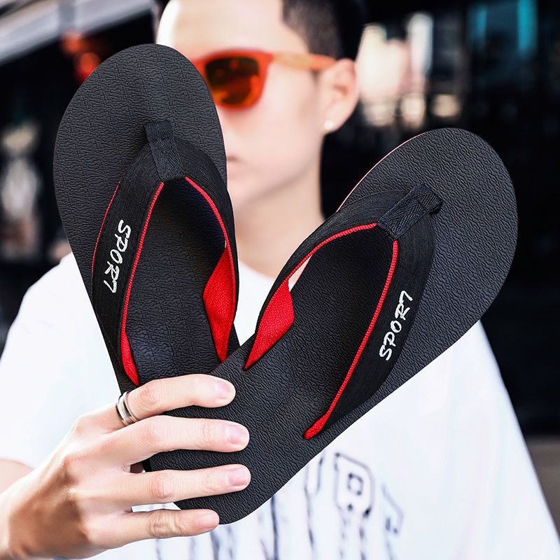 Flip-flops Med Tykke Såler Herre Sommer-sklisikre Slitesterke Trendy Flip-flop Strandsandaler Tøfler Sko