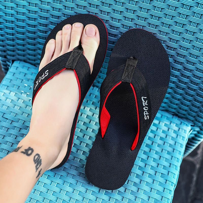 Flip-flops Med Tykke Såler Herre Sommer-sklisikre Slitesterke Trendy Flip-flop Strandsandaler Tøfler Sko