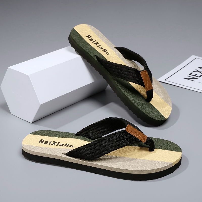 Flip-flops Med Tykke Såler Herre Sommer-sklisikre Slitesterke Trendy Flip-flop Strandsandaler Tøfler Sko