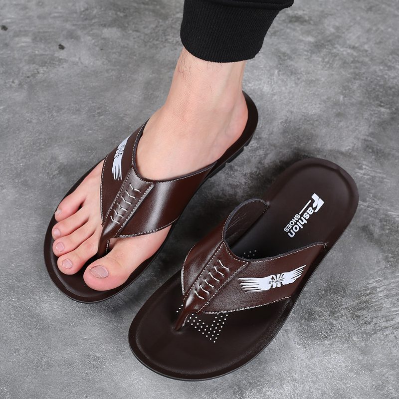 Sommer Nye Menns Sandaler I Store Størrelser Tøfler Trendy Flip Flops Sko Uformelle Strandsandaler Herresko Menn