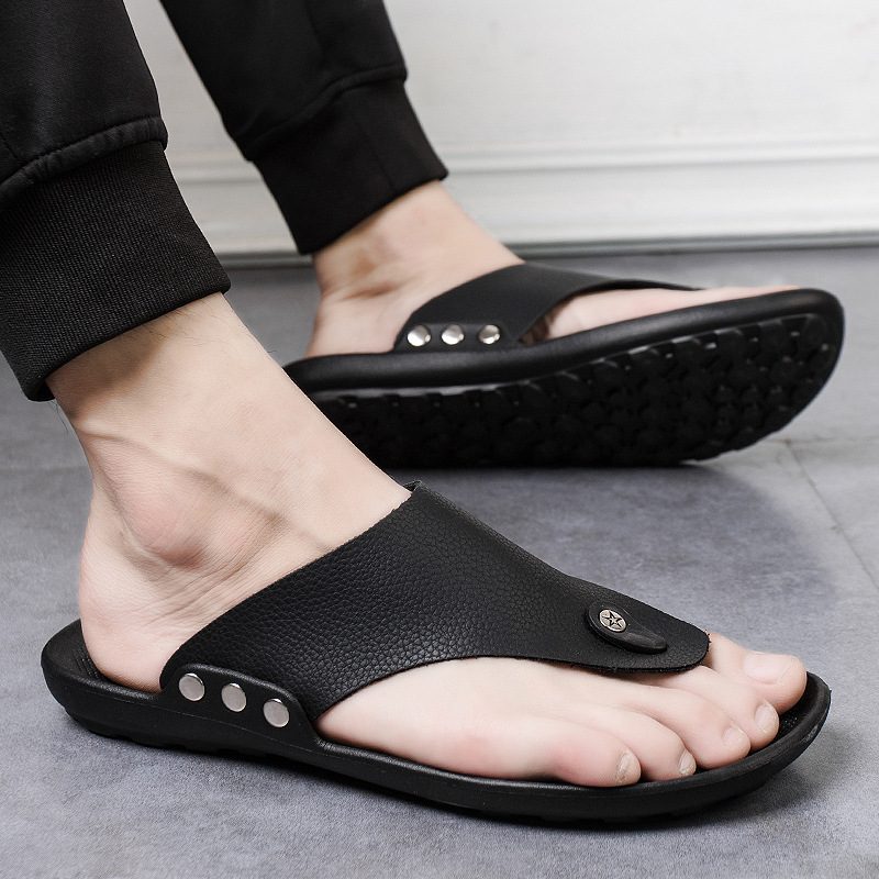 Sommer Nye Sandaler Herre Flip Flops Strandsko Mote Uformelle Tøfler Sko Innendørs Og Utendørs Herresko